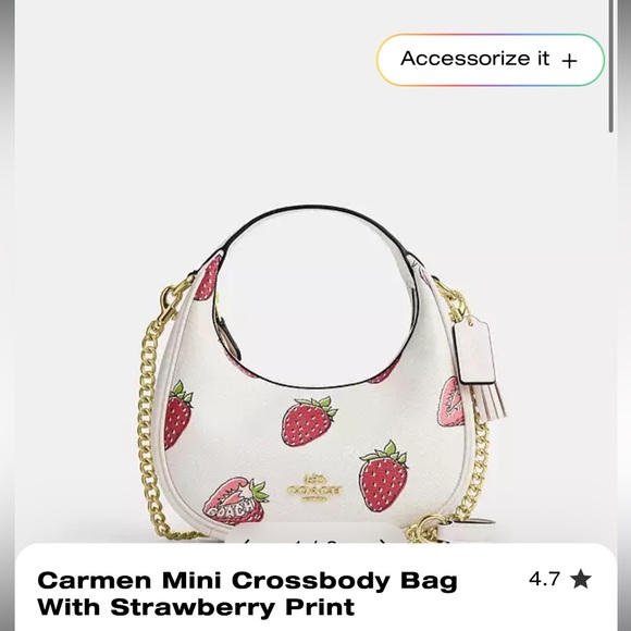 Coach Carmen Mini Crossbody Bag - White with Strawberry Design - Picture 1 of 1